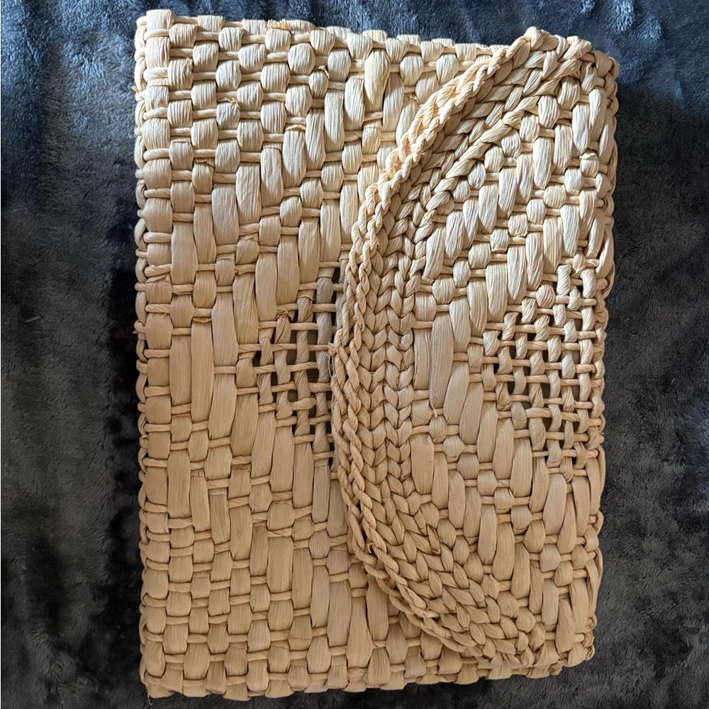 Anthropologie Braided Straw Clutch in Natural